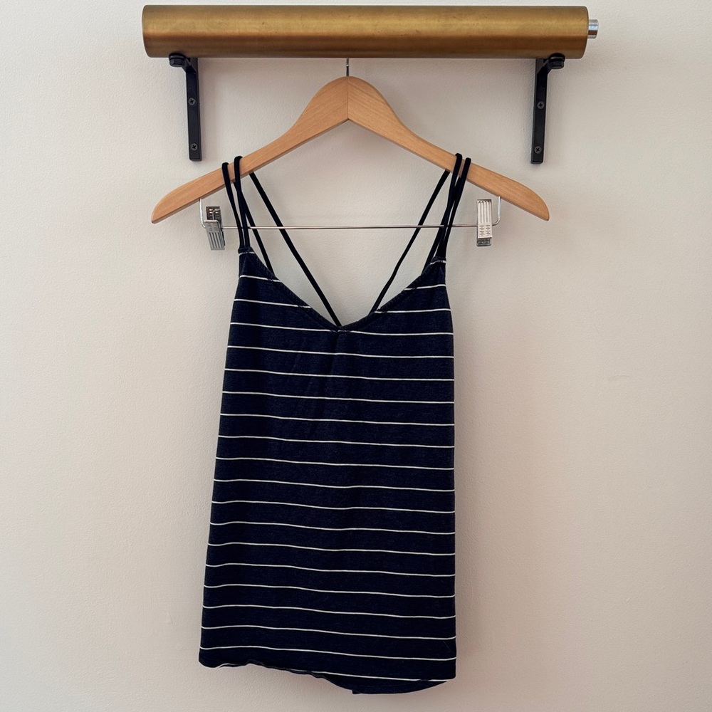 Lululemon Athletica Navy and White Striped Strapy Tank